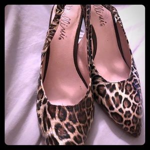 Animal print sling back shoes